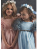 Feather Sleeve Beaded Lace Tulle Flower Girl Dress